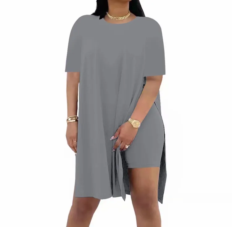 Plus Size Women's 2 Piece Outfit – Casual Basic Top and Shorts Set for Spring Summer Beach Vacation