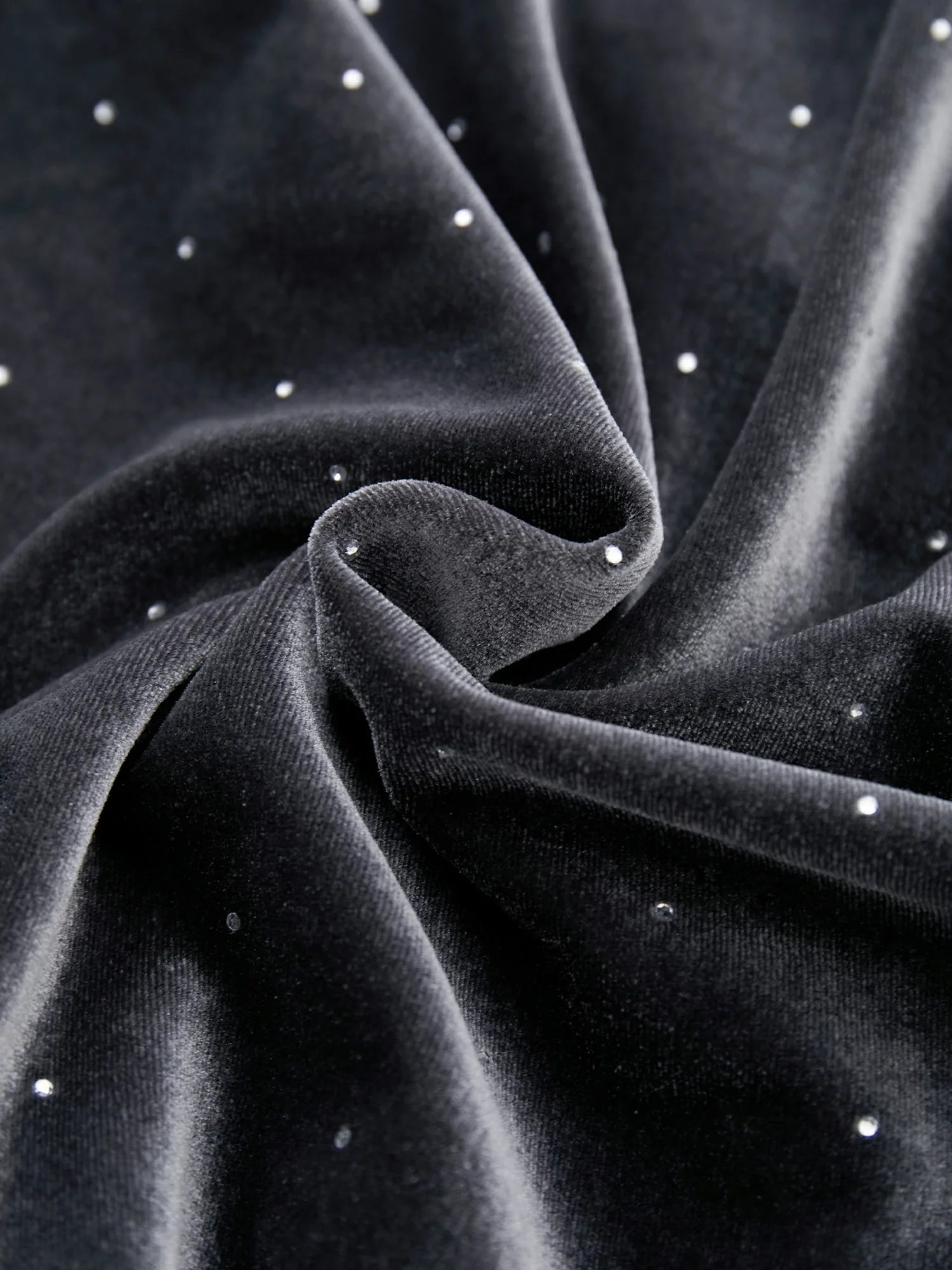 Velvet Rhinestone Long Sleeve Off-Shoulder Dress