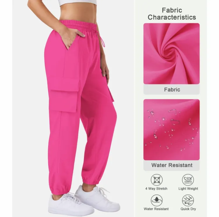 Women's Lightweight Waterproof Hiking Pants – Quick-Dry Summer Joggers with 4 Cargo Pockets