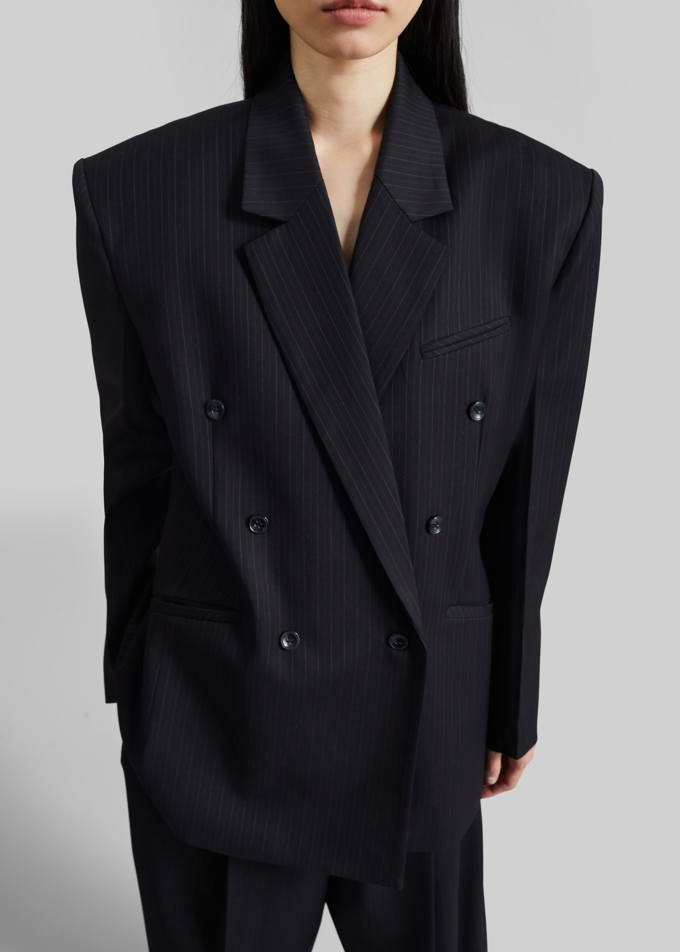 Helmond Double-Breasted Blazer - Black Multi Stripe