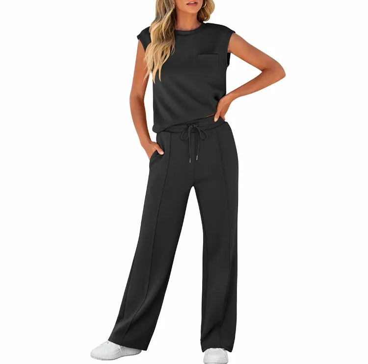 Women's 2-Piece Summer Set – Sleeveless Top & Wide-Leg Pants