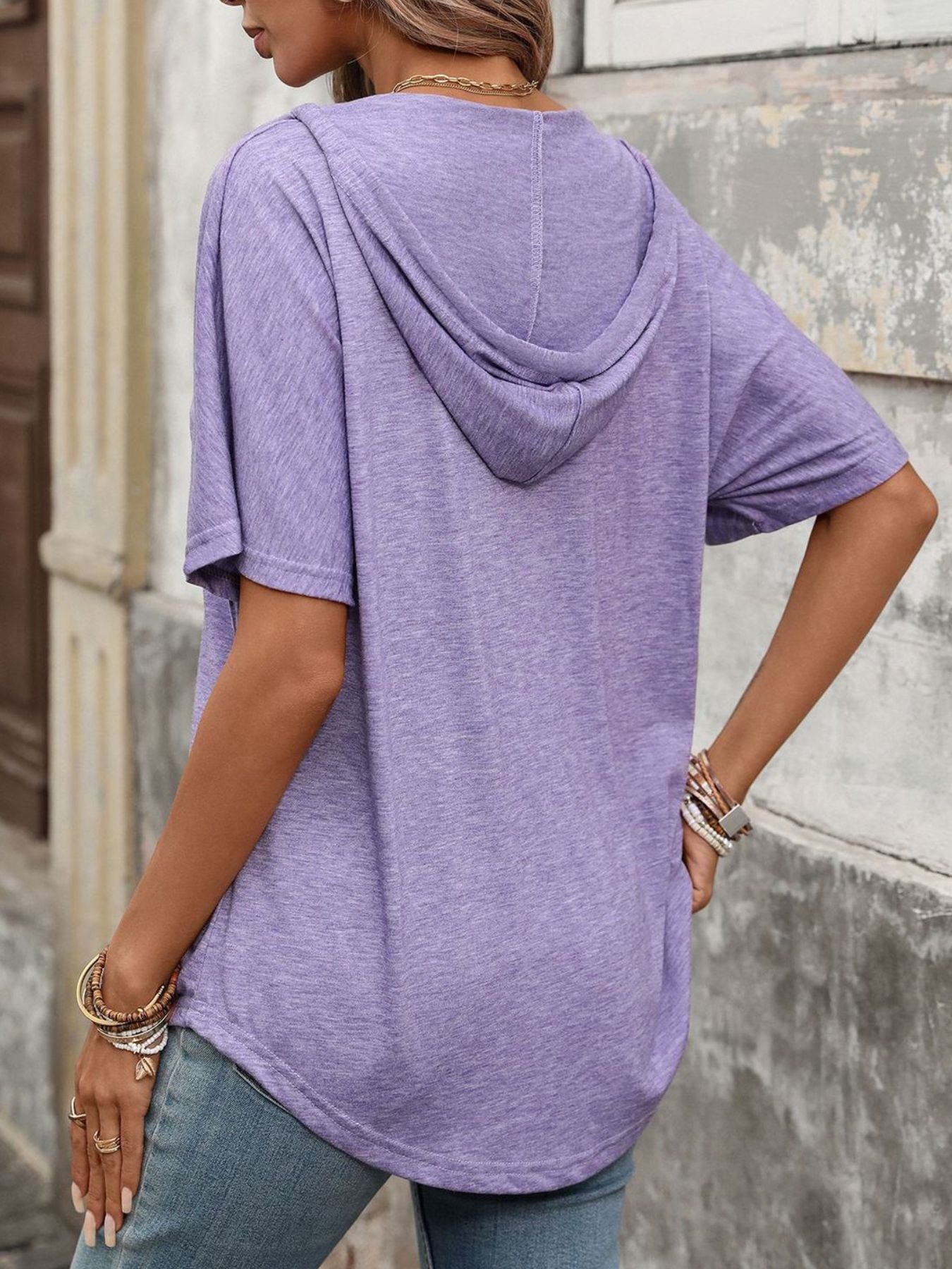 Casual Short Sleeve Hooded T-Shirt