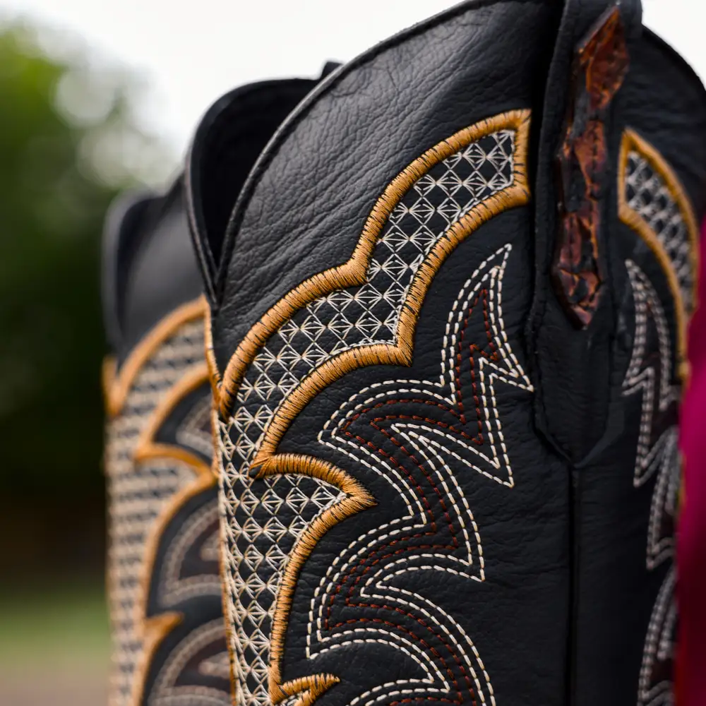 Honey Cognac Python Leather Boots - Square Toe