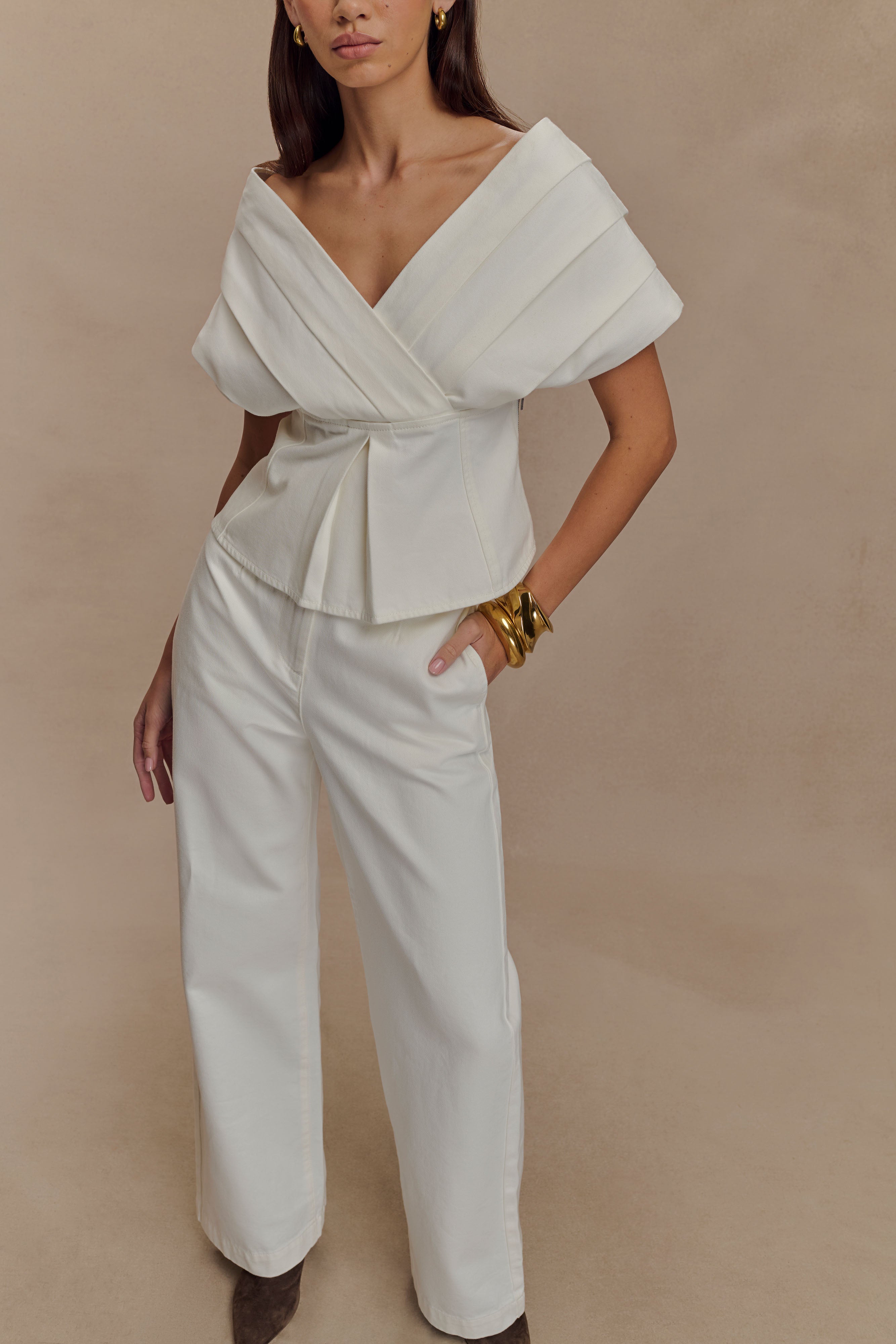 White Wide Leg Denim Jeans