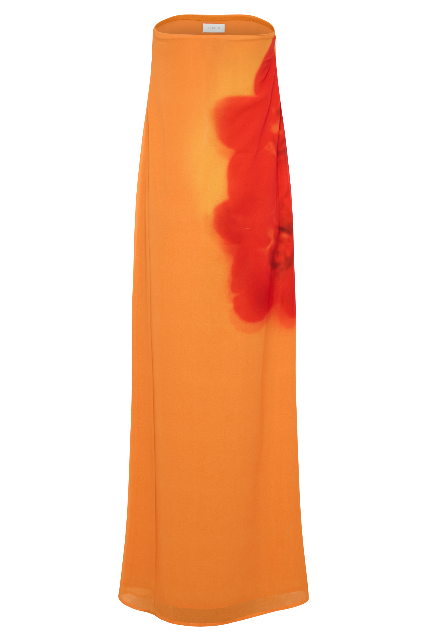 Print Strapless Chiffon Maxi Dress