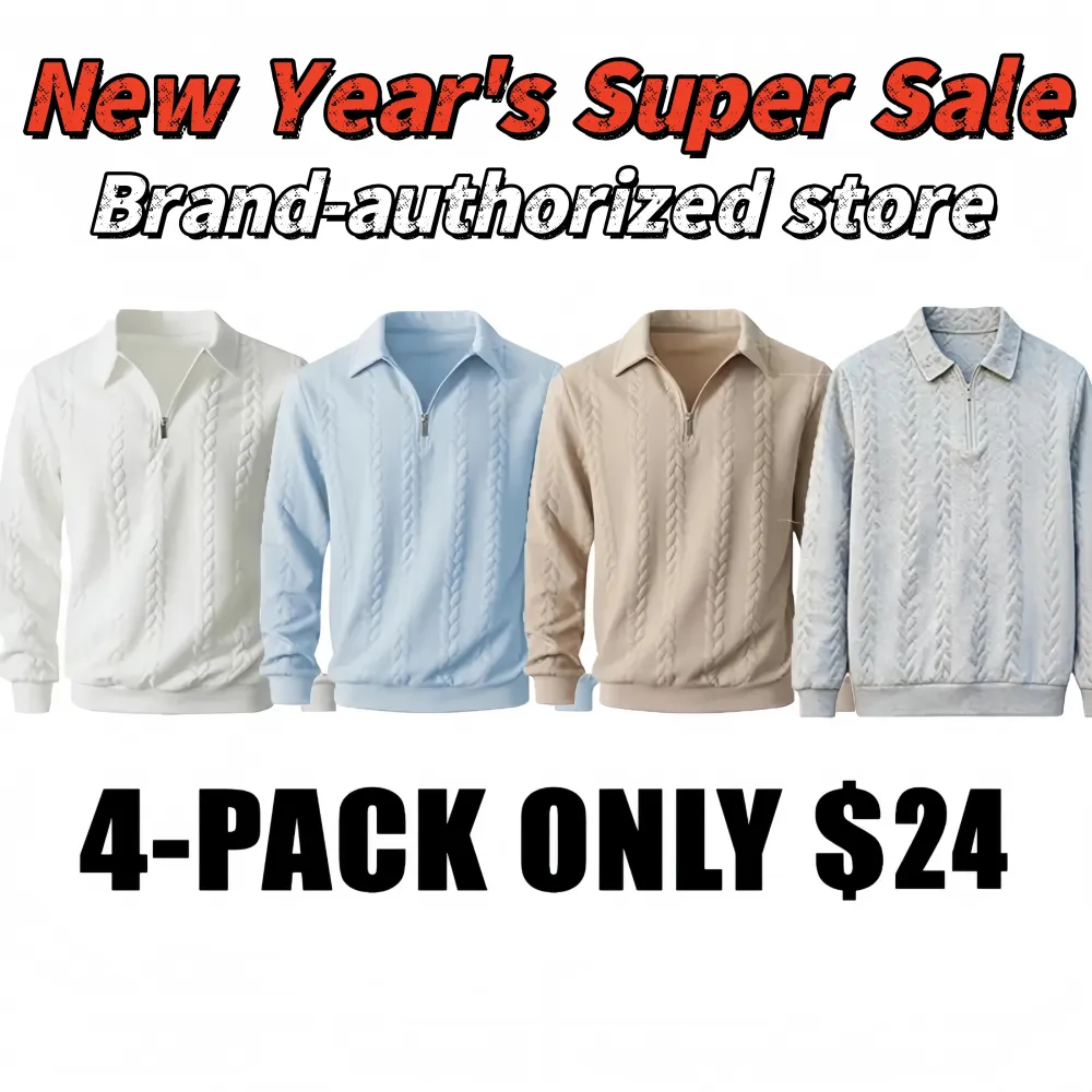 Final Hours!🔥 Up to 90% Off: Men's Premium Long Sleeve Knit Polo Sweatshirt - Essential Winter Style