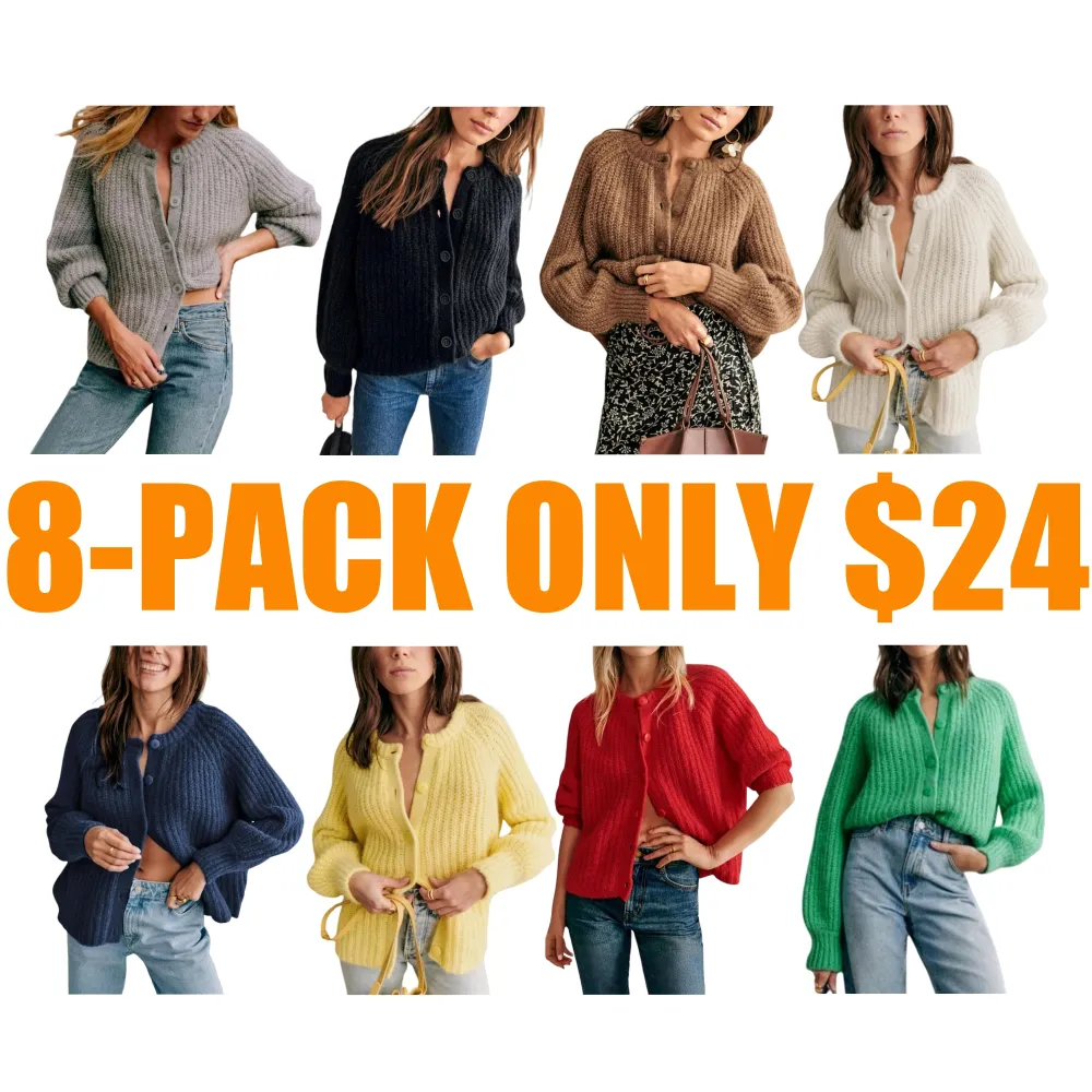 Women's Crewneck Button Down Cardigan Sweater