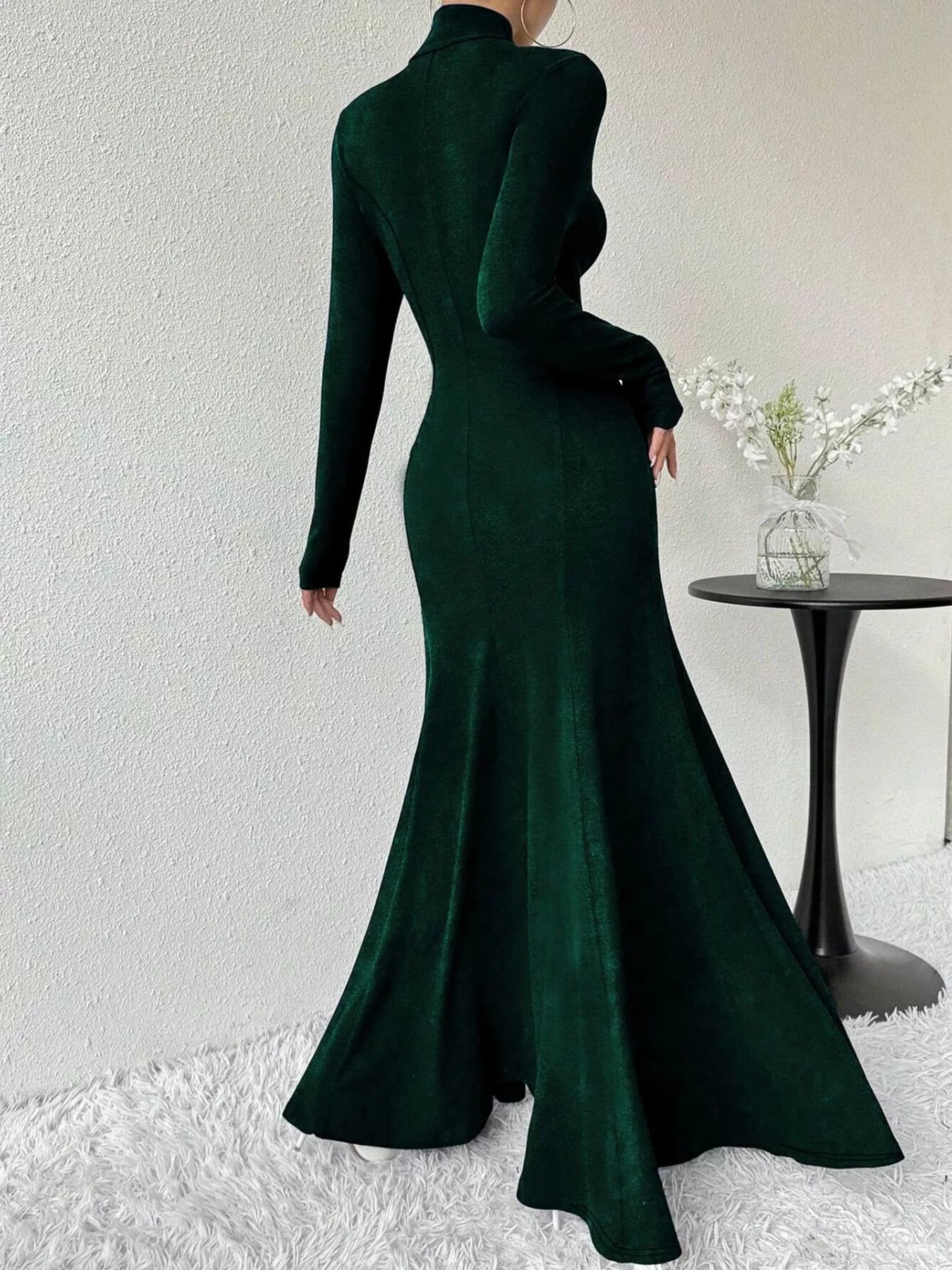 Turtleneck Long Sleeve Maxi Mermaid Dress