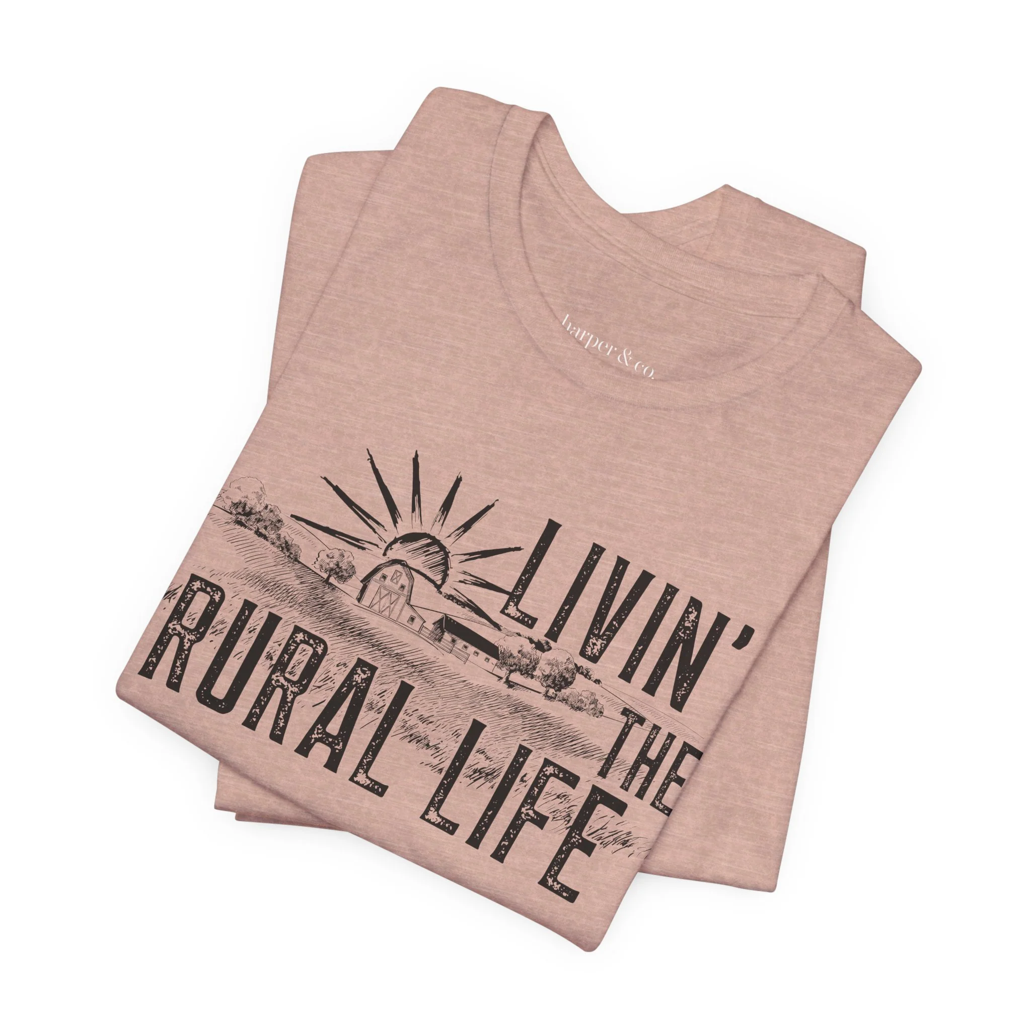 Living the Rural Life (black graphic) Bella Canvas Unisex Jersey T-Shirt - Multiple Colors