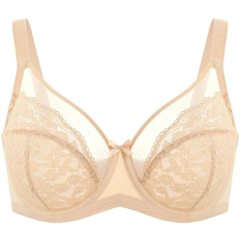 minimizer Bra Floral Lace Unlined Comfort Non-Padded Full Coverage