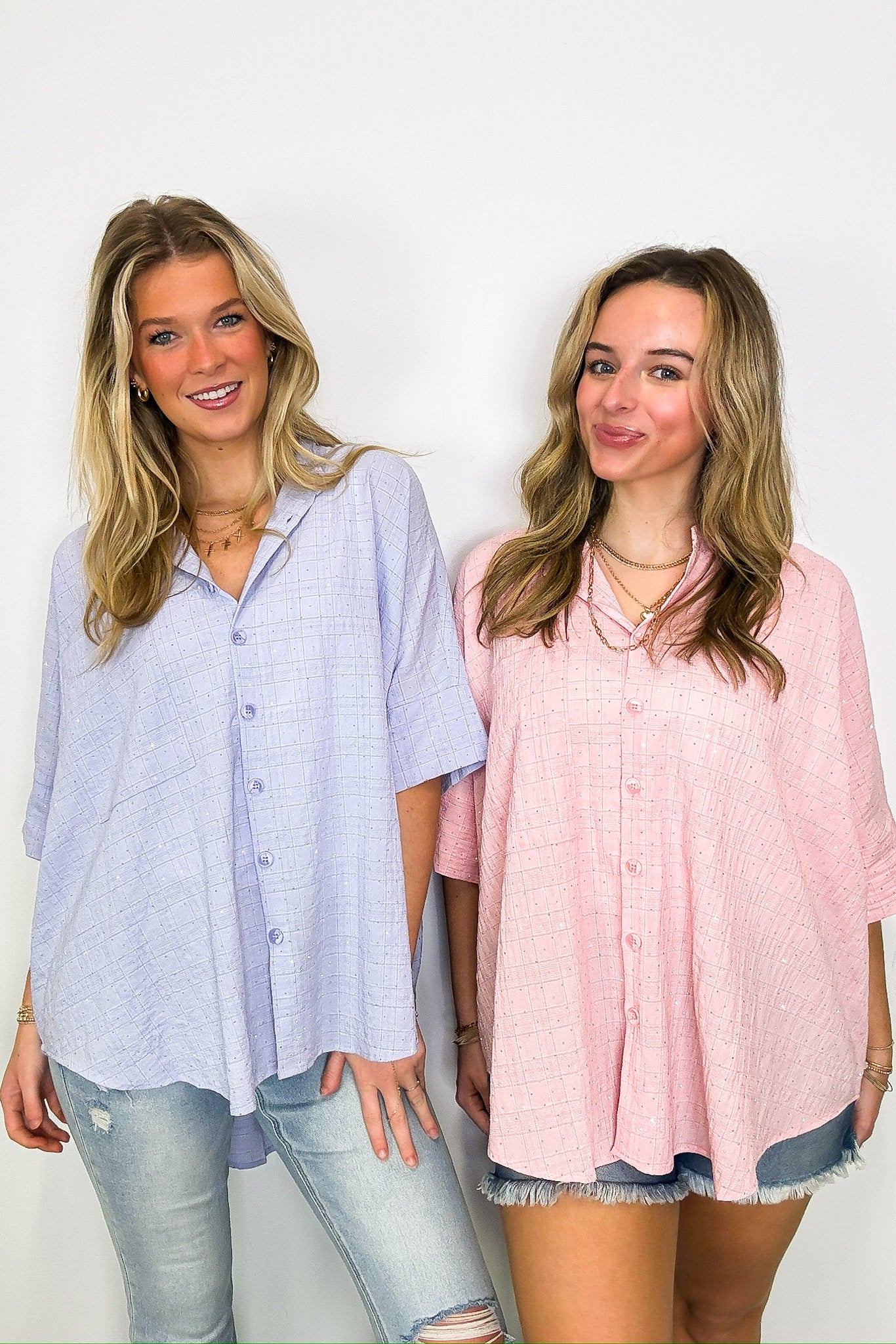 Rhinestone Embellished Button Down Top