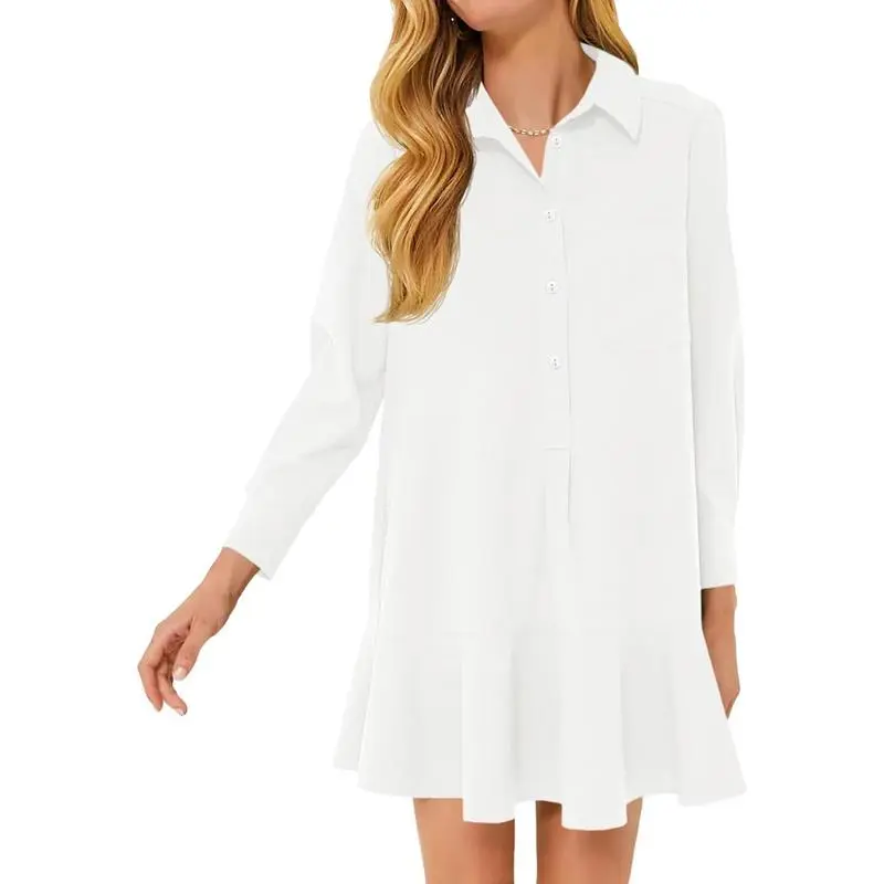 Womens Casual Button Down Shirt Dress