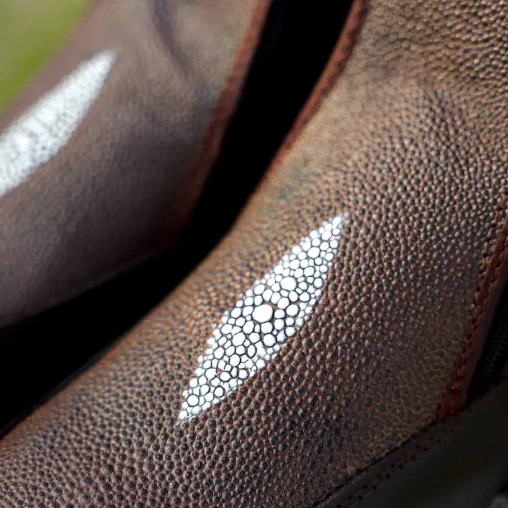 Brown Stingray Leather Botin With 3D Lightweight Soles - Square Toe