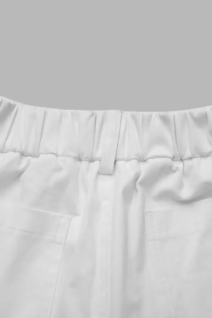 Solid Multi Pocket Mid Rise Bermuda Cargo Shorts