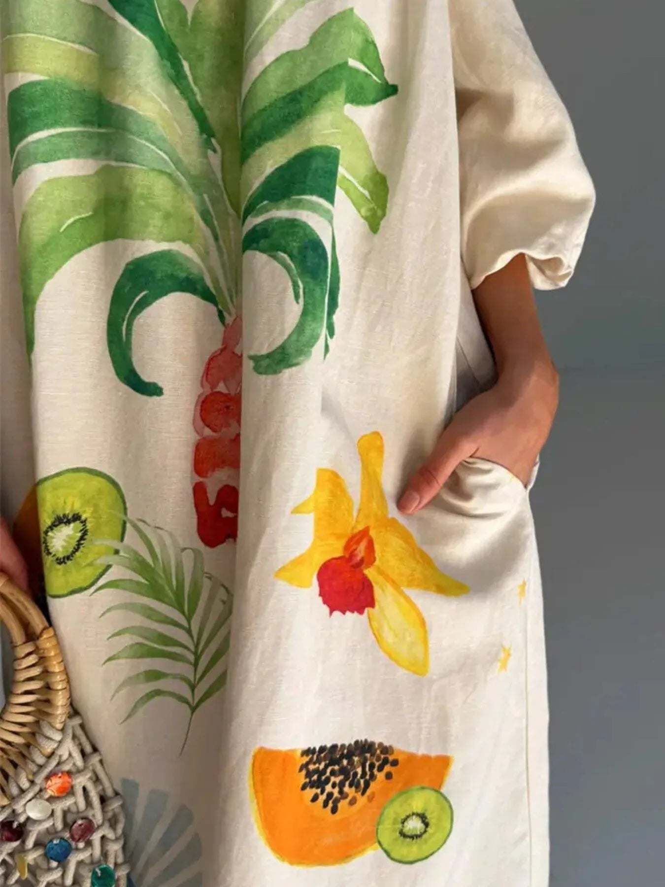 Frill Printed Off-Shoulder Dress