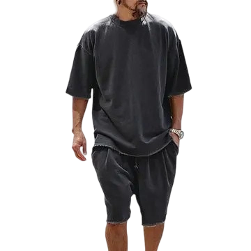 🔥🔥Men’s Cotton Relaxed Fit Sweat Set – Casual T-Shirt & Shorts Lounge Outfit