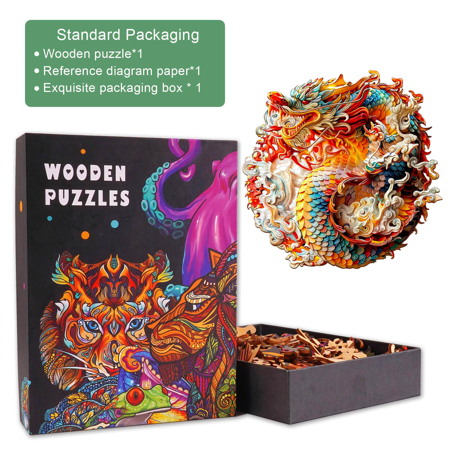 3D Chinese Dragon-1 Wooden Jigsaw Puzzle