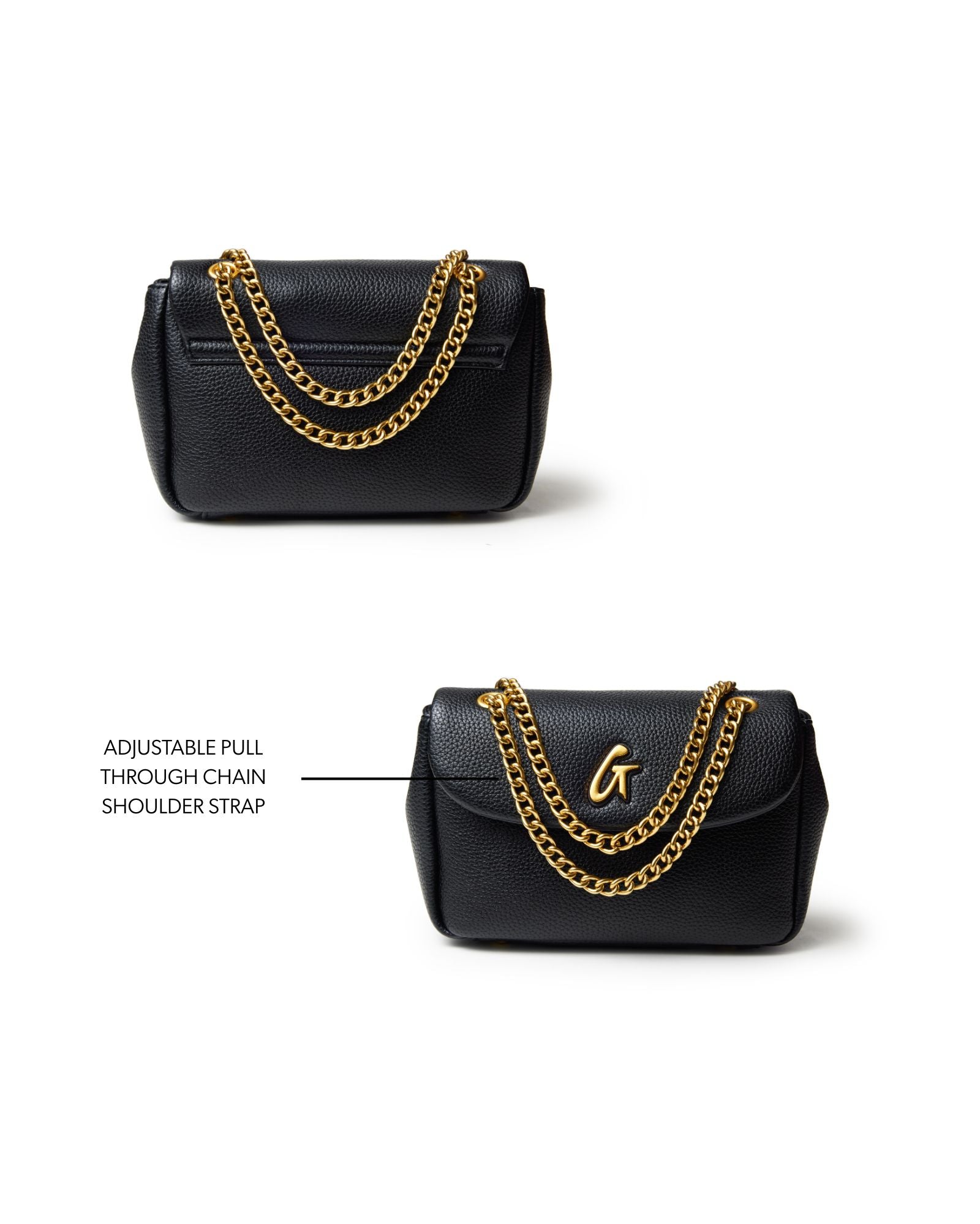 MINI PEBBLE FLAP BAG - BLACK