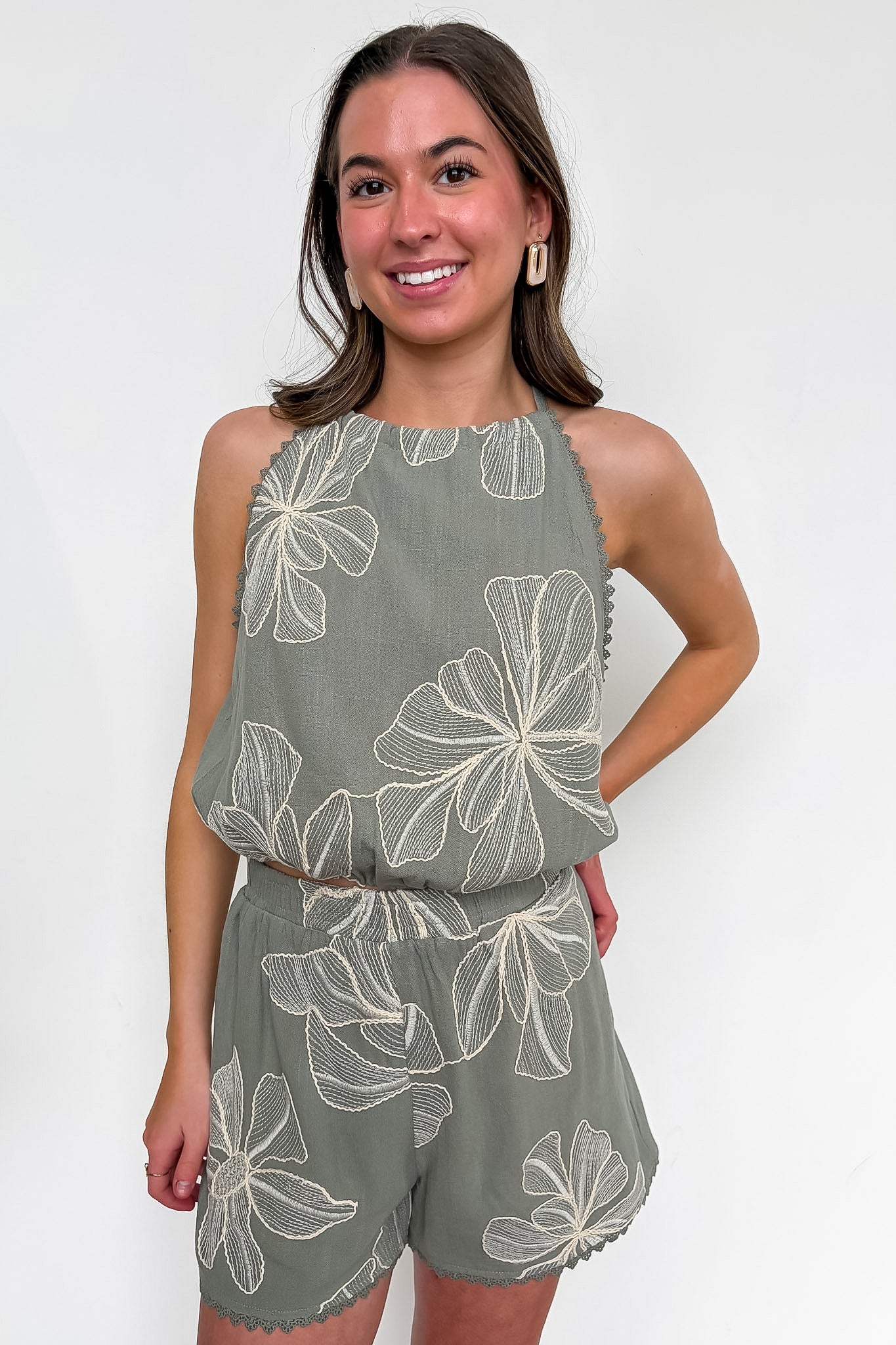 Floral Embroidered Shorts