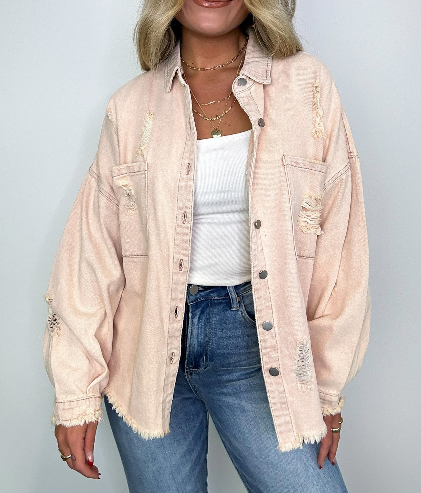 Oversized Distressed Denim Jacket