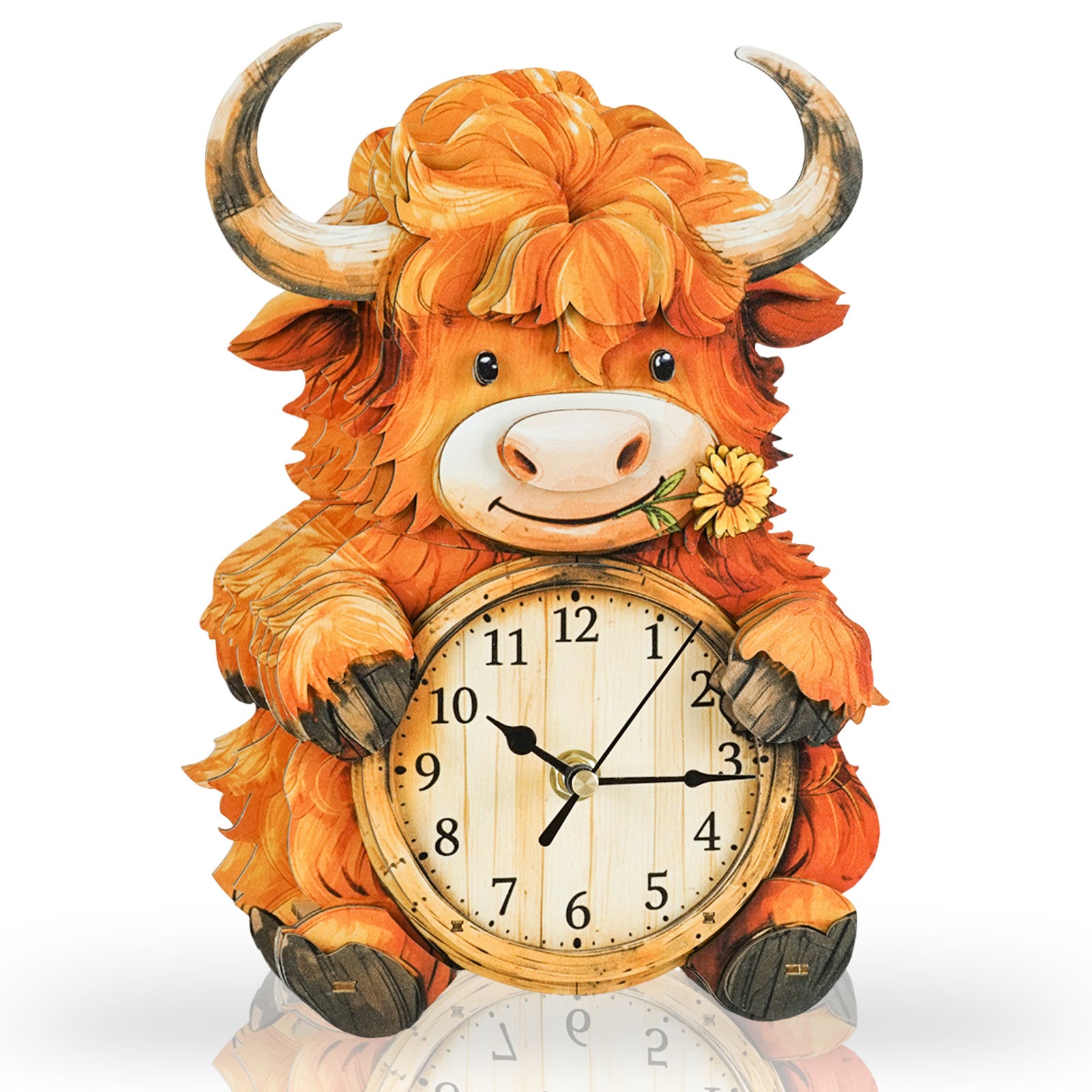 Highland Cattle â€“ DIY Wooden Clock, 3D Puzzle Craft Kit