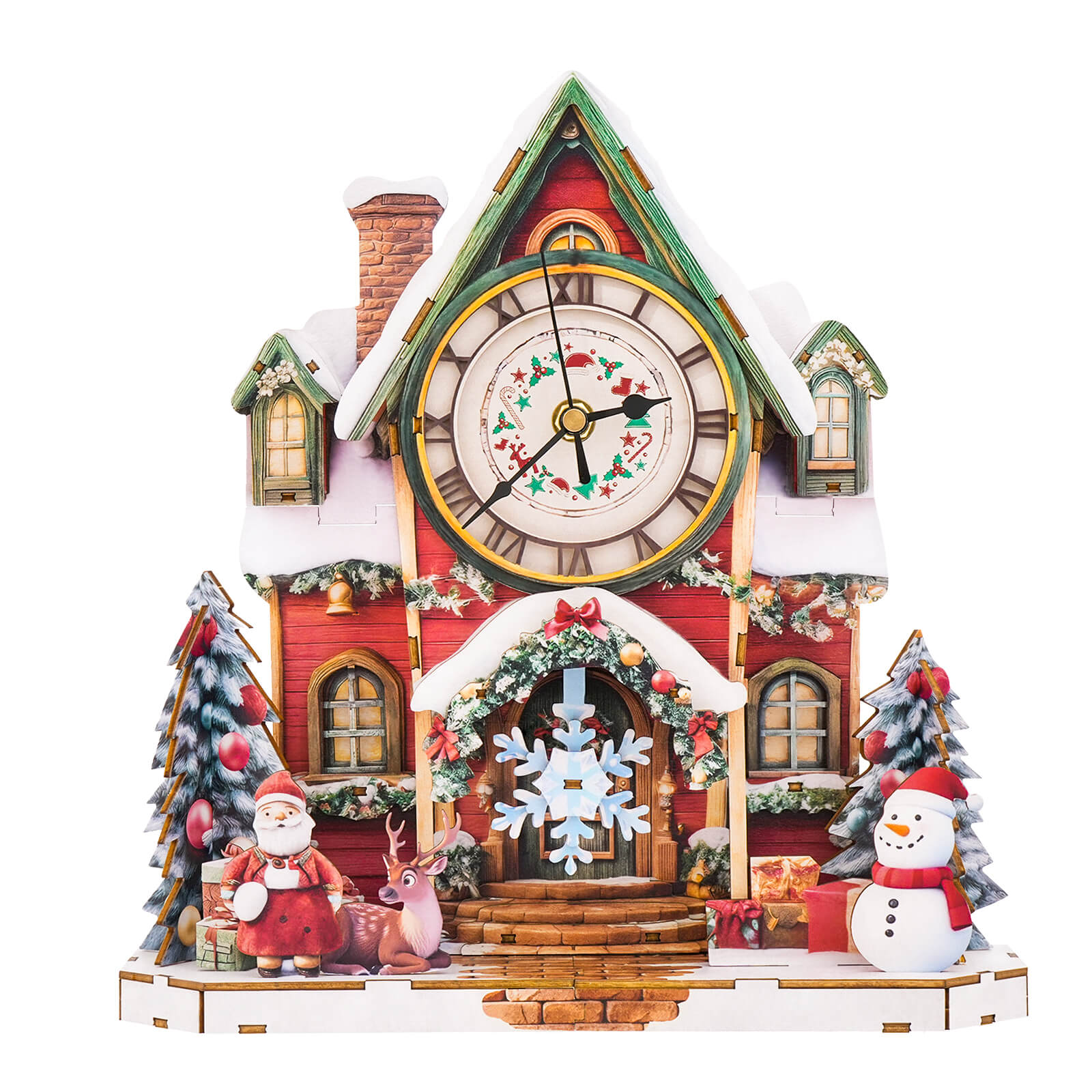 Christmas Houseâ€“ DIY Wooden Clock, 3D Puzzle Craft Kit