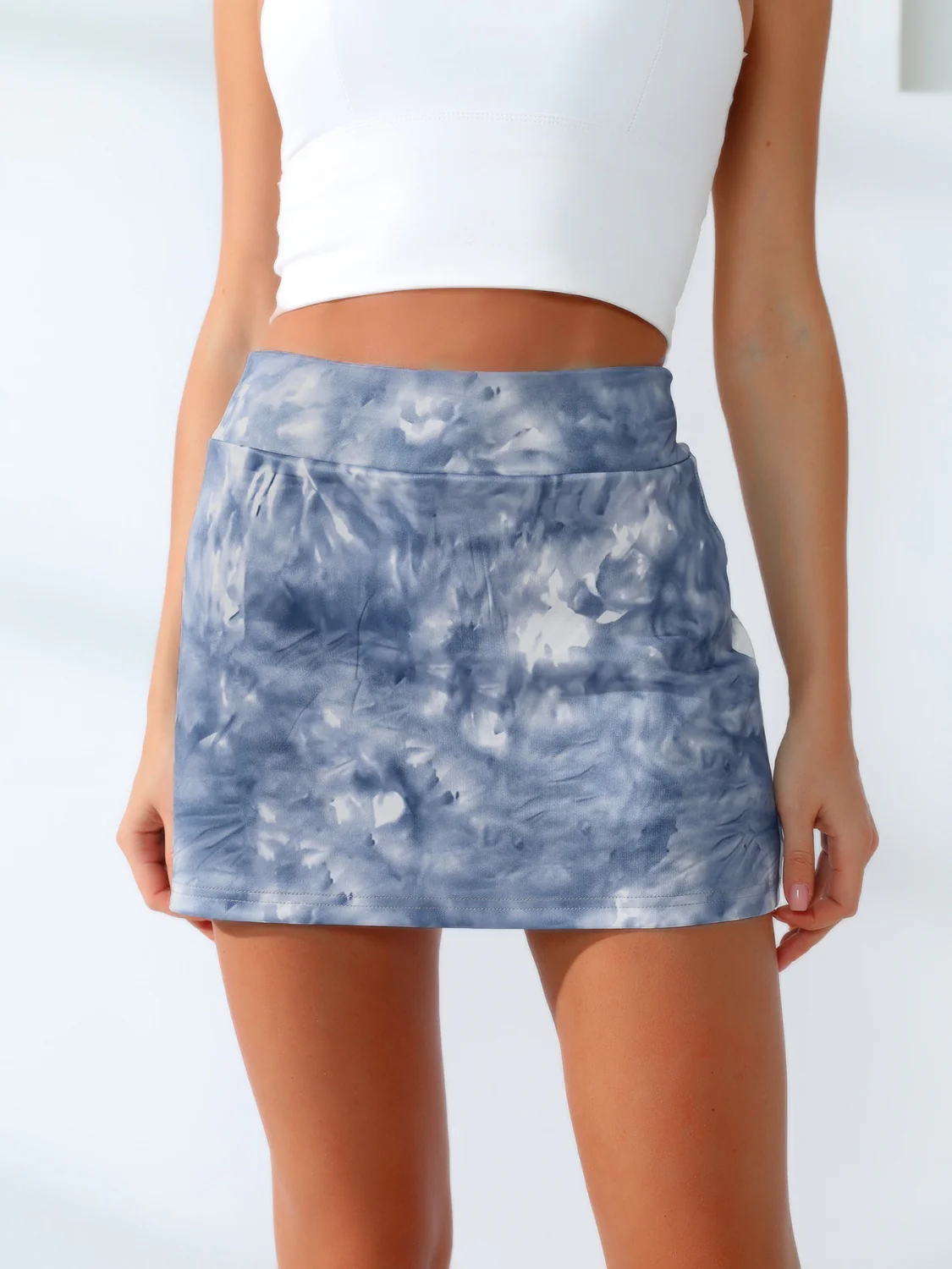 Quick-Dry Tie-Dye Wide Waistband Active Tennis Skirt