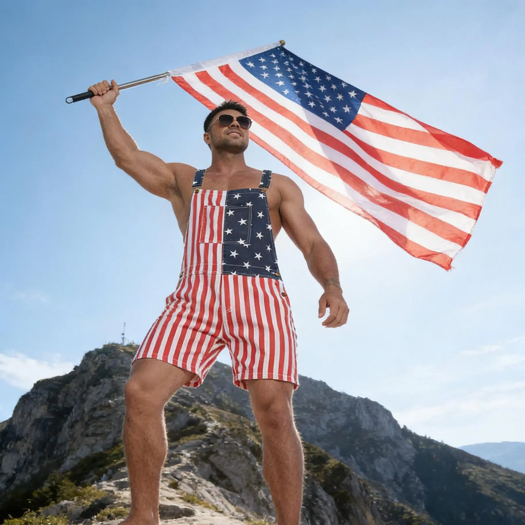 250th Anniversary Shorts 4th of July American Flag Overalls