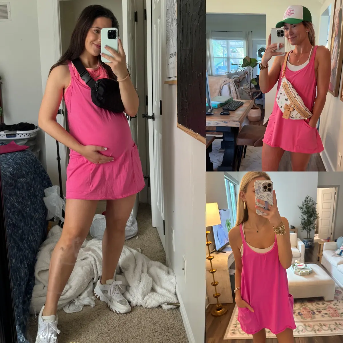 Women's Athletic Sleeveless Mini Dress with Built-in Shorts Summer V Neck Spaghetti Strap Short Spring Tennis Dress with Pockets