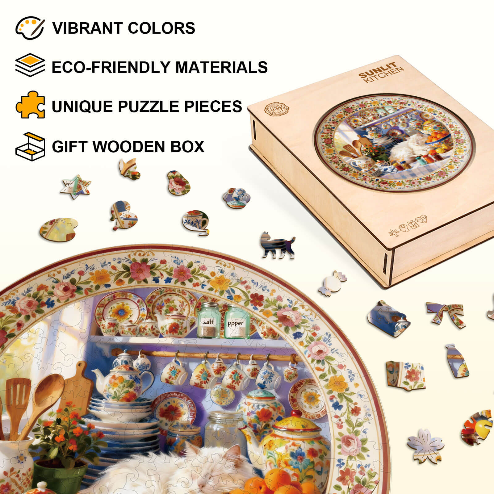 Sunlit Kitchen Wooden Jigsaw Puzzle