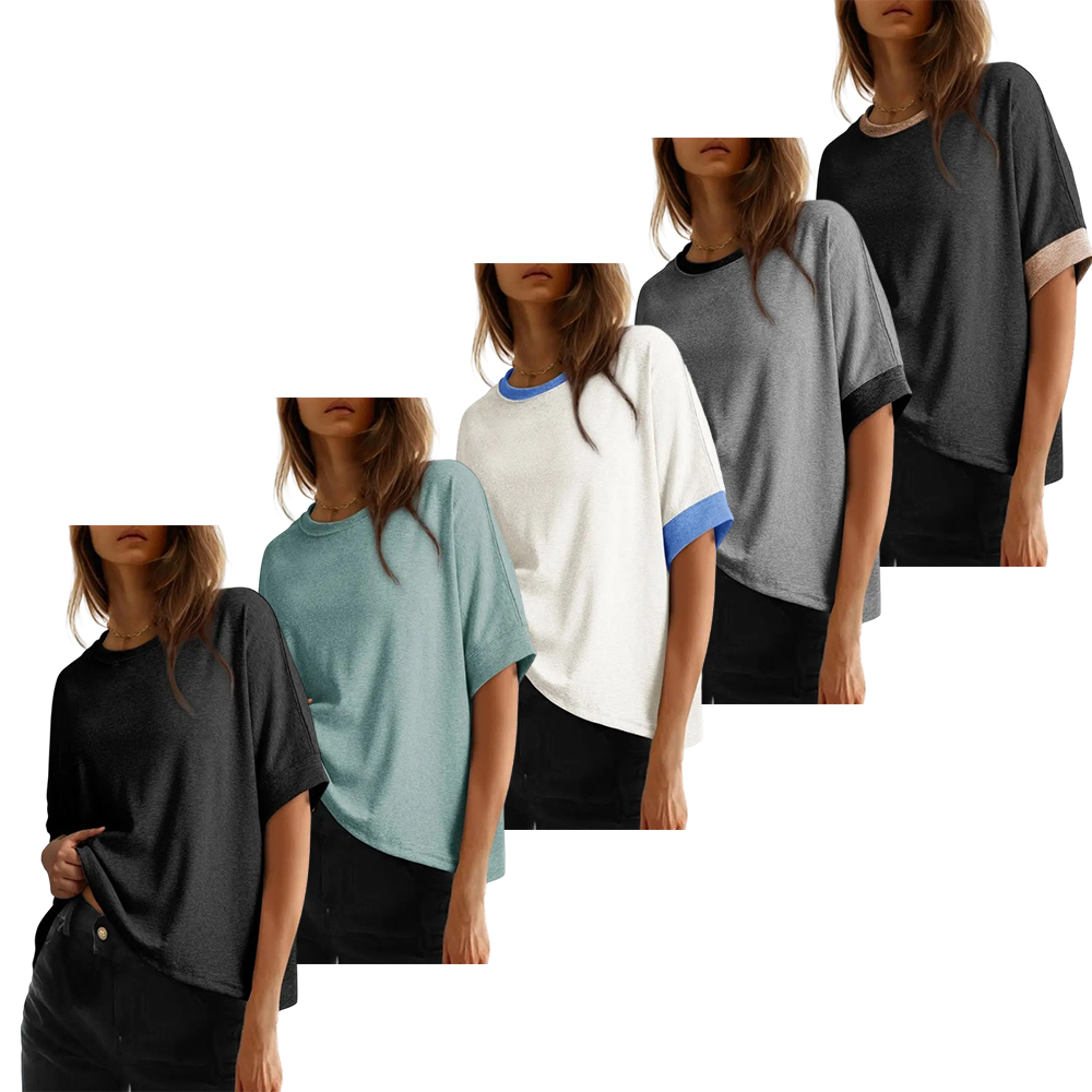 Women's Tops for Women 2026 Loose Oversized Basic Tee Comfortable Soft Fabric Flattering Fit - Womenswear