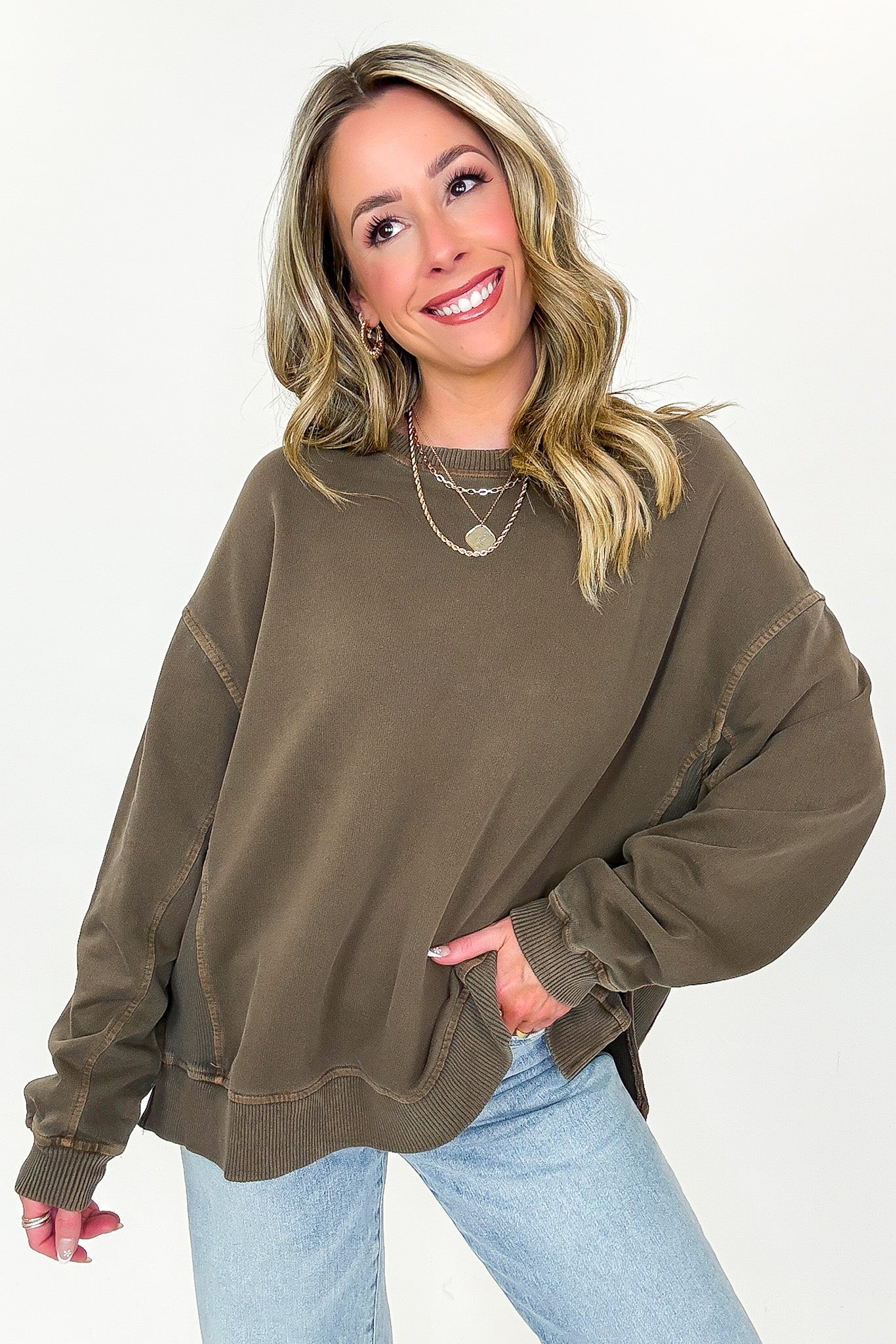 Pigment Washed French Terry Pullover