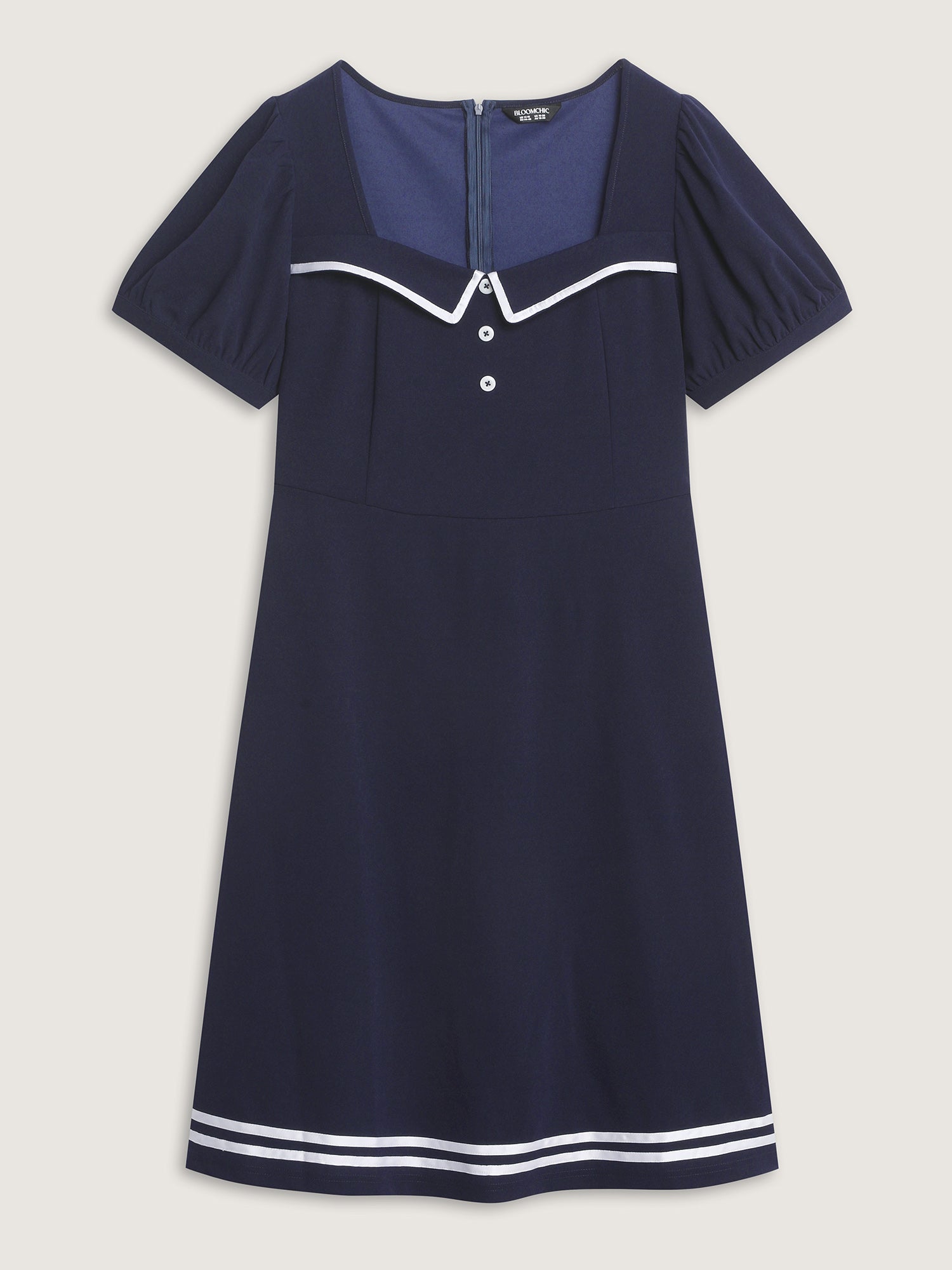 Retro Nautical Detail Color Contrast Mini Dress