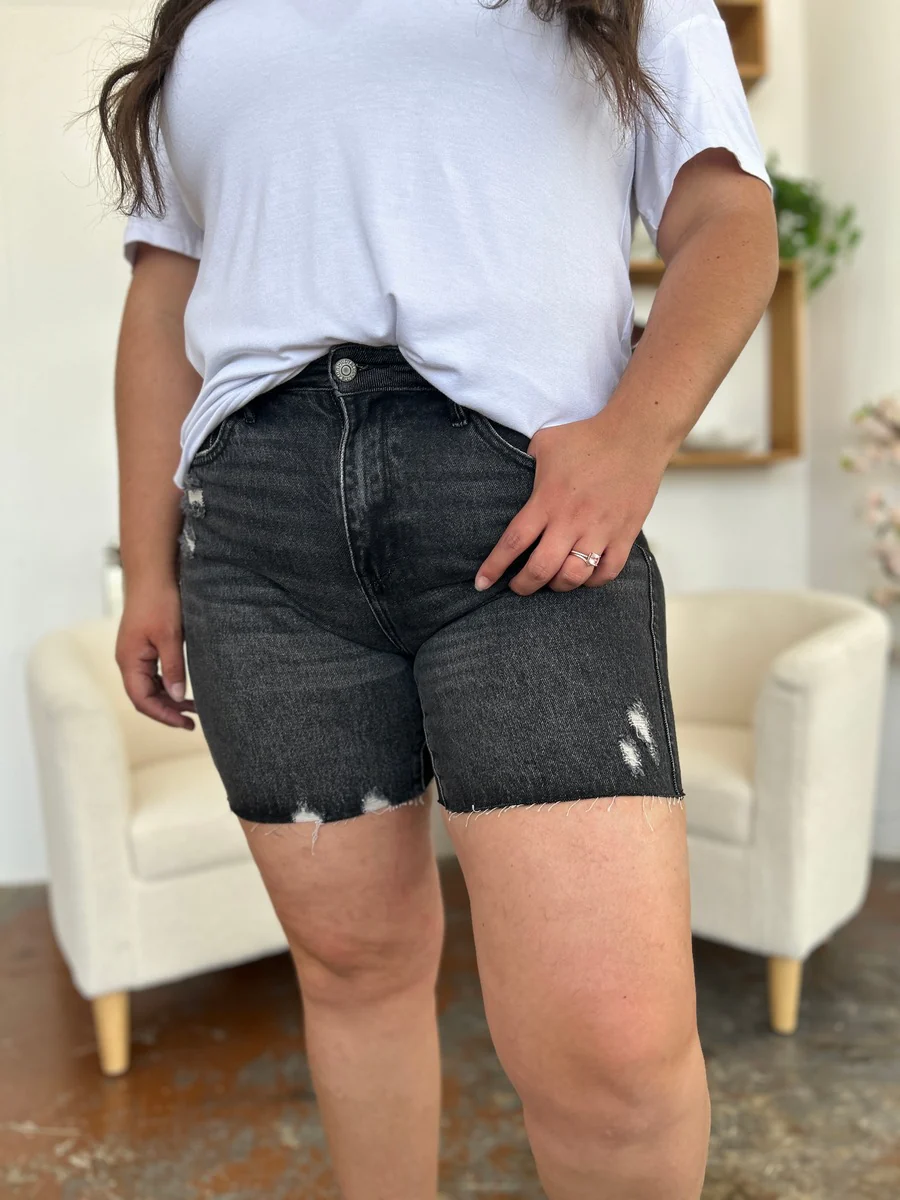 High Waist Tummy Control Denim Shorts
