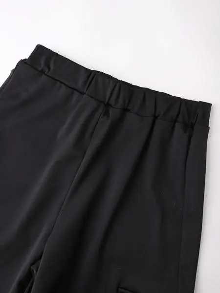 Women's Solid Color Flap Pocket Pants