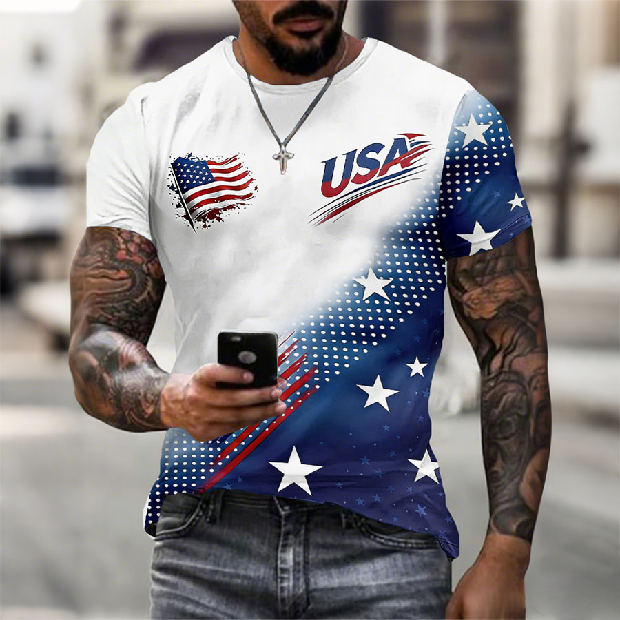 Men'S American Flag Commemorative 250Th Anniversary Classic Pattern Short Sleeve T-Shirt