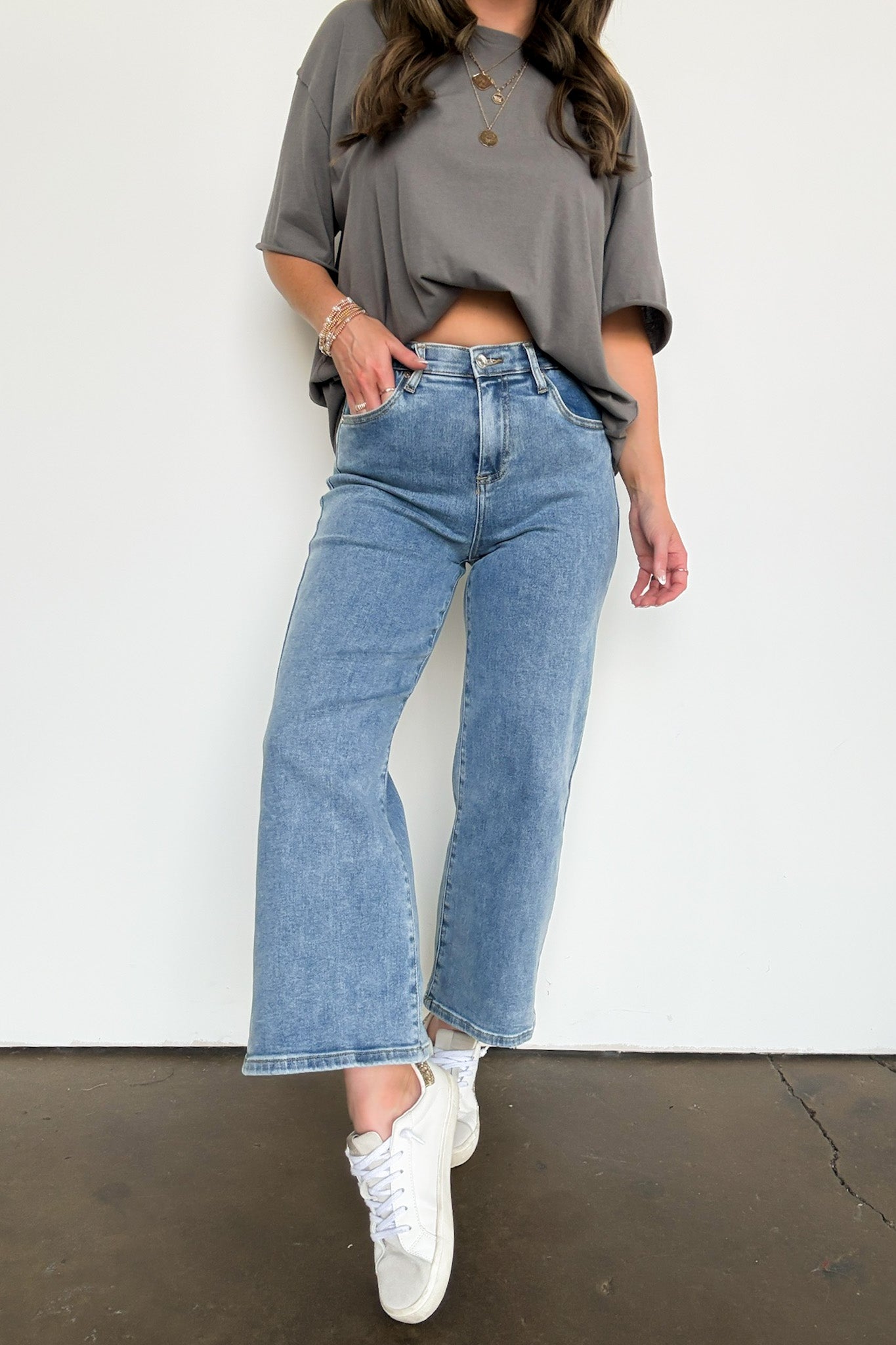High Rise Bootcut Crop Jeans
