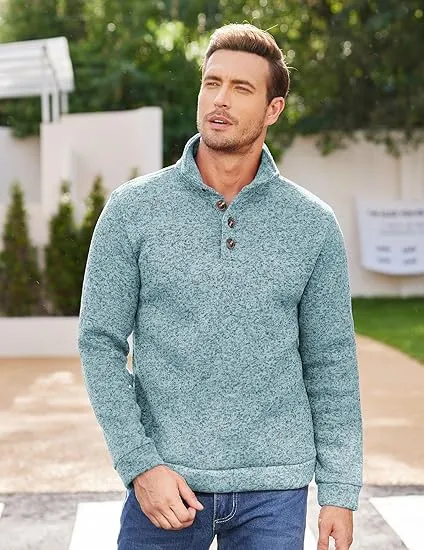 Men's Casual Slim Fit Pullover Sweater Knitted Thermal Sweatshirt.Fleece-lined For Warmth And Wind Protection.Comfortable And Stylish
