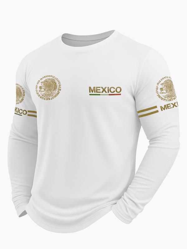 Men’s 3D Printed Long Sleeve Crop T-Shirt with Mexican Pattern
