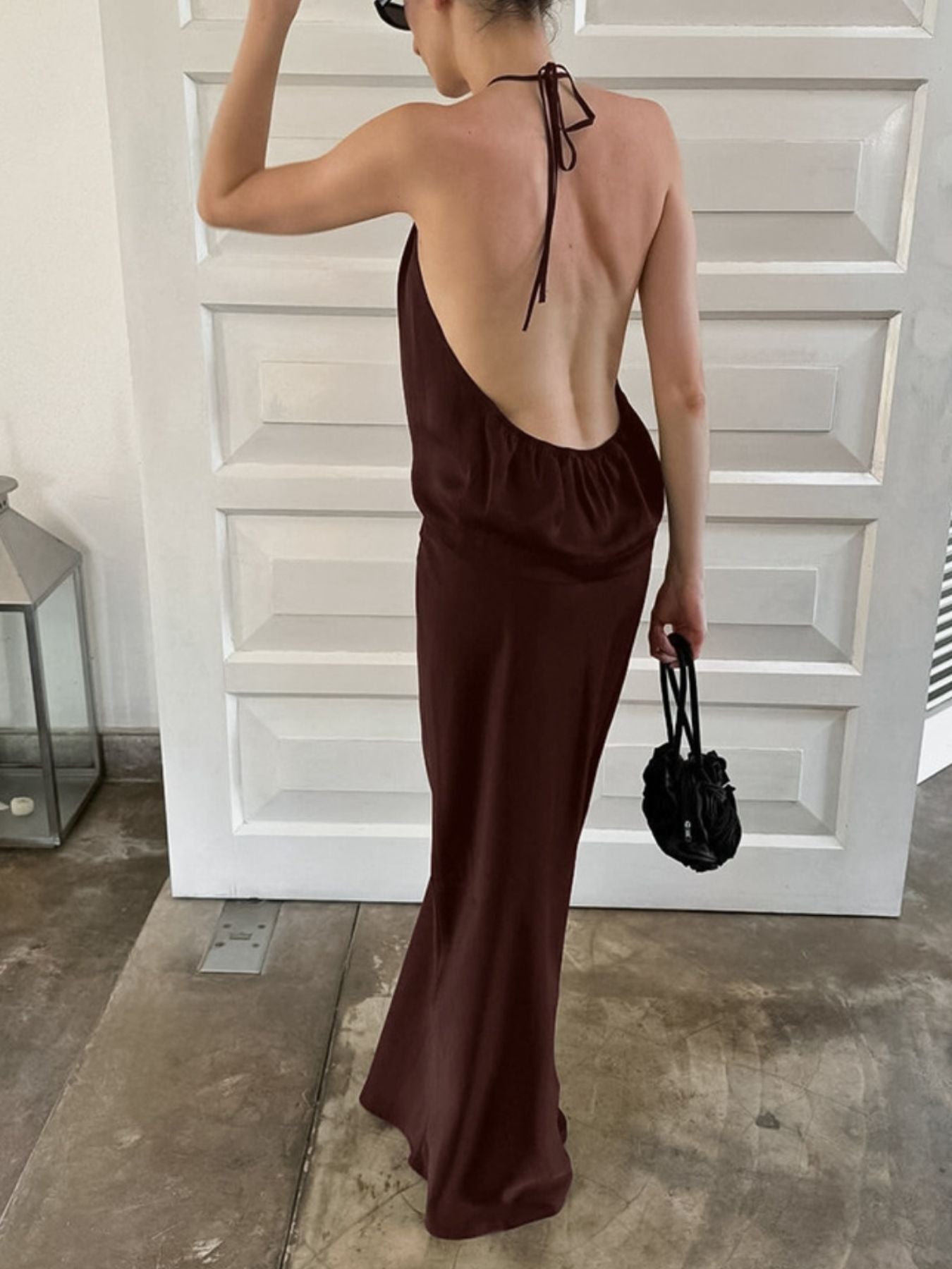 Backless Halter Neck Maxi Dress