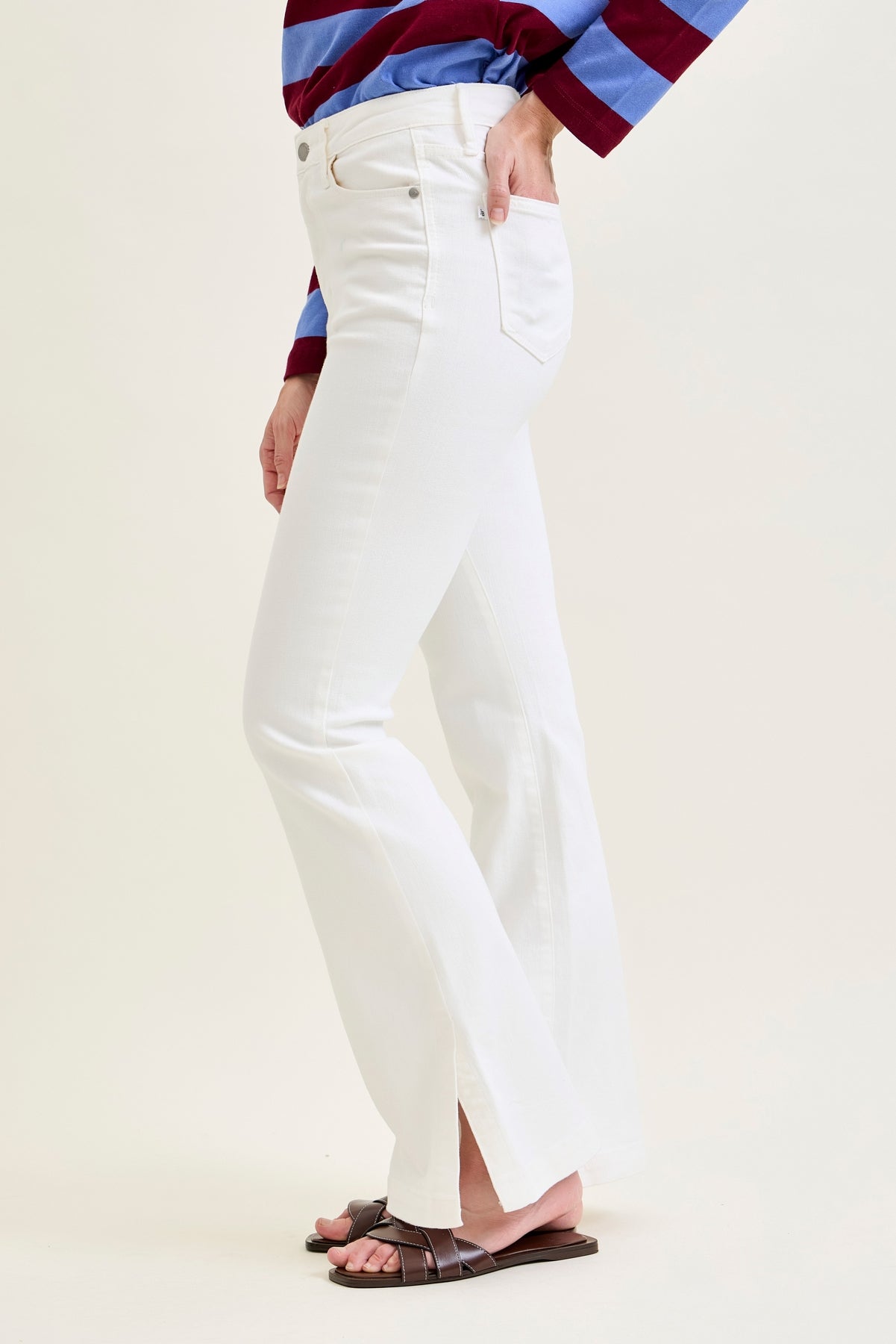 Lara White Slim Boot with Side Slit