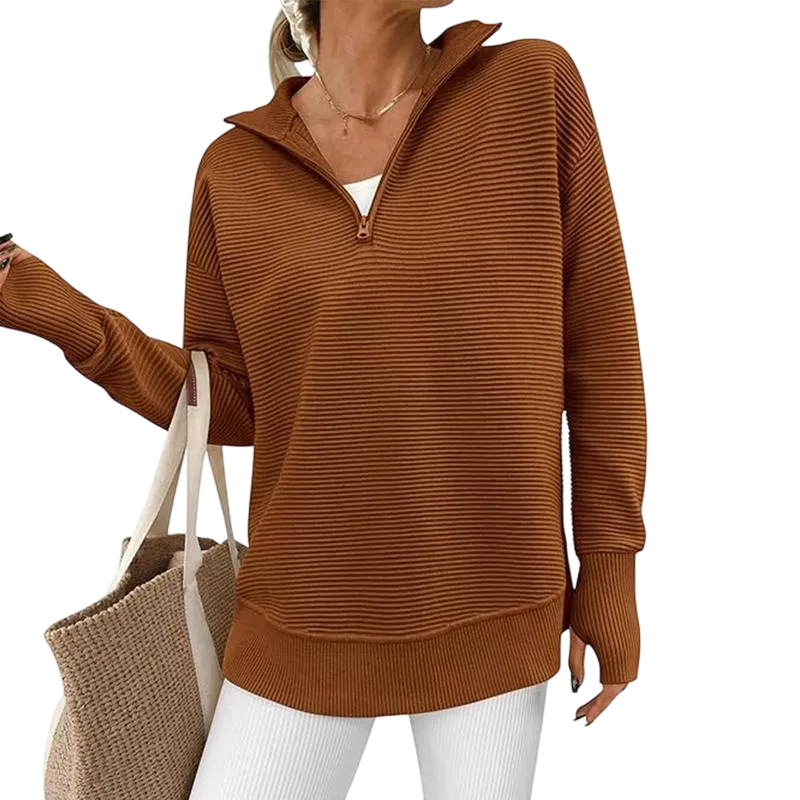 Women's Long Sleeve Quarter Zip Pullover Sweater