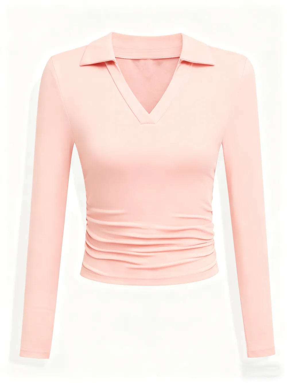 Knit Solid Color Long Sleeve V Neck Slim