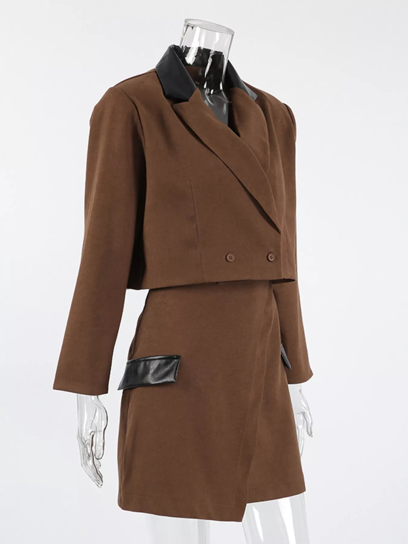 Double-Breasted Blazer & Asymmetrical Skirt Set