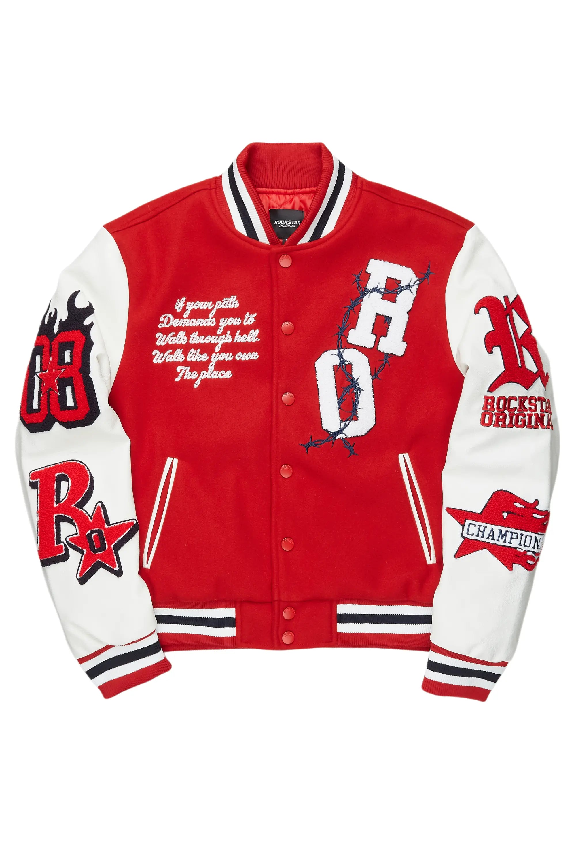 Sherniqua Red Oversized Varsity Jacket
