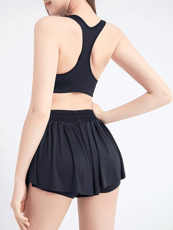 2 In 1 Shorts Yoga Clothes Running Fitness Sports Tennis Skirt Pants Large Size Sports Shorts