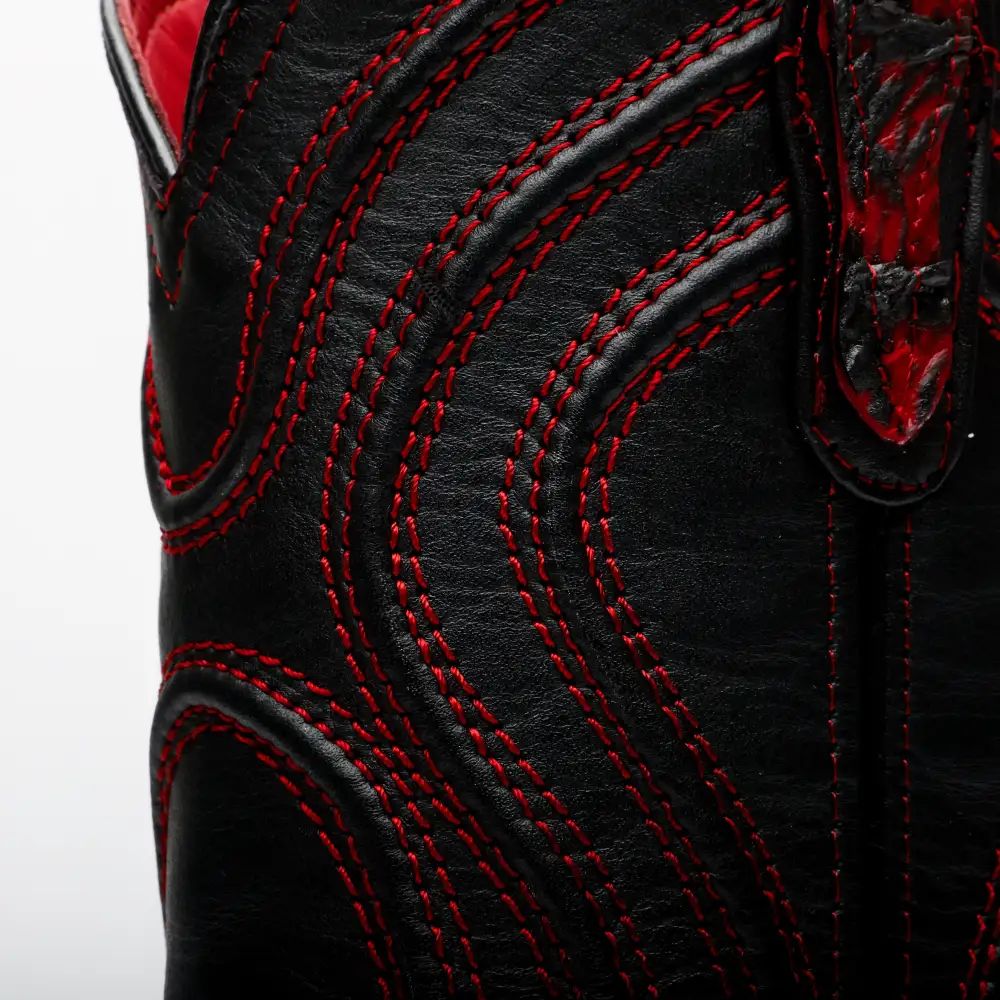 Black Cherry Jumbo Pirarucu Leather Boots - Square Toe