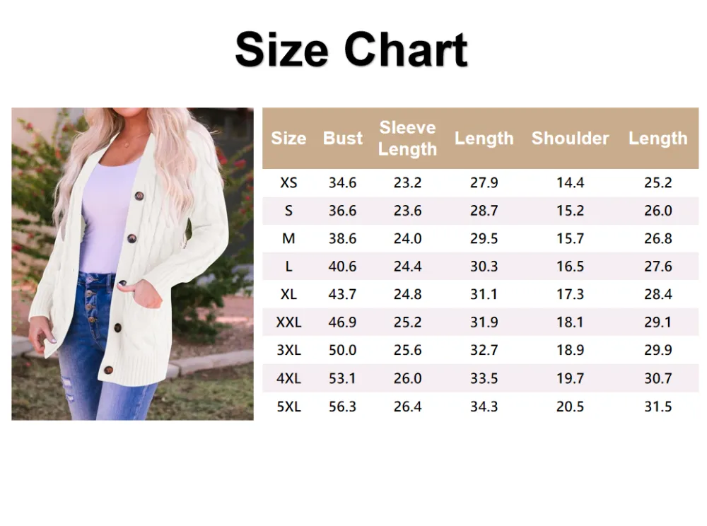 Women's Fall Casual Long Sleeve Button Down Open Front Cable Knit Cardigan