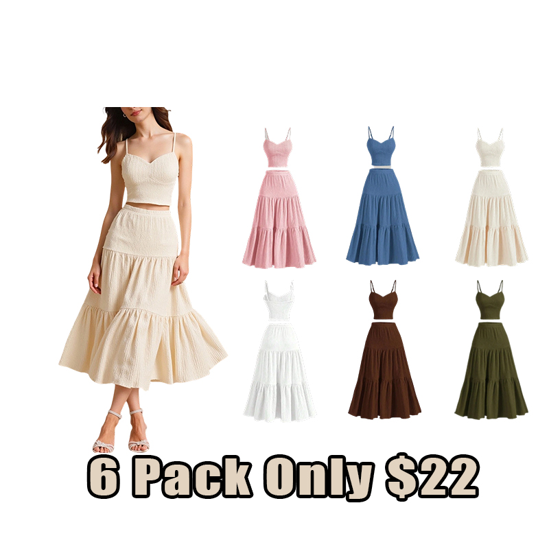 Effortless Summer Crop Cami & A-Line Skirt Set