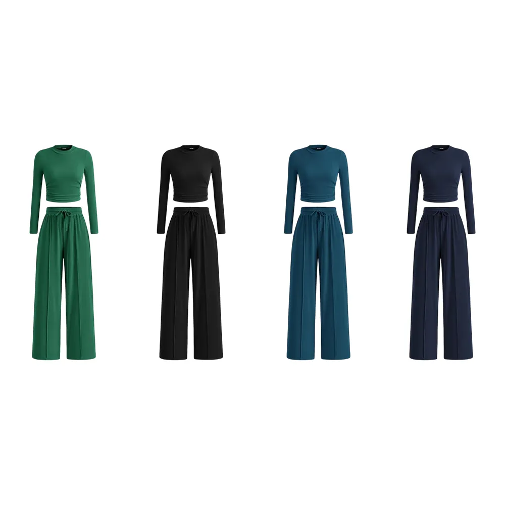 Women's 2-Piece Set – Top & Wide-Leg Pants